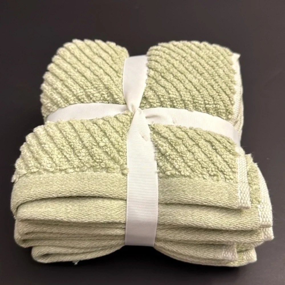 8pc ECOEXISTENCE Eco-Melange Diagonal Stripes Bath Towel Set - Calla Green